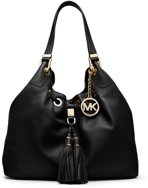 large michael kors black leather drawstring shoulder bag|Michael Kors shoulder crossbody bag.